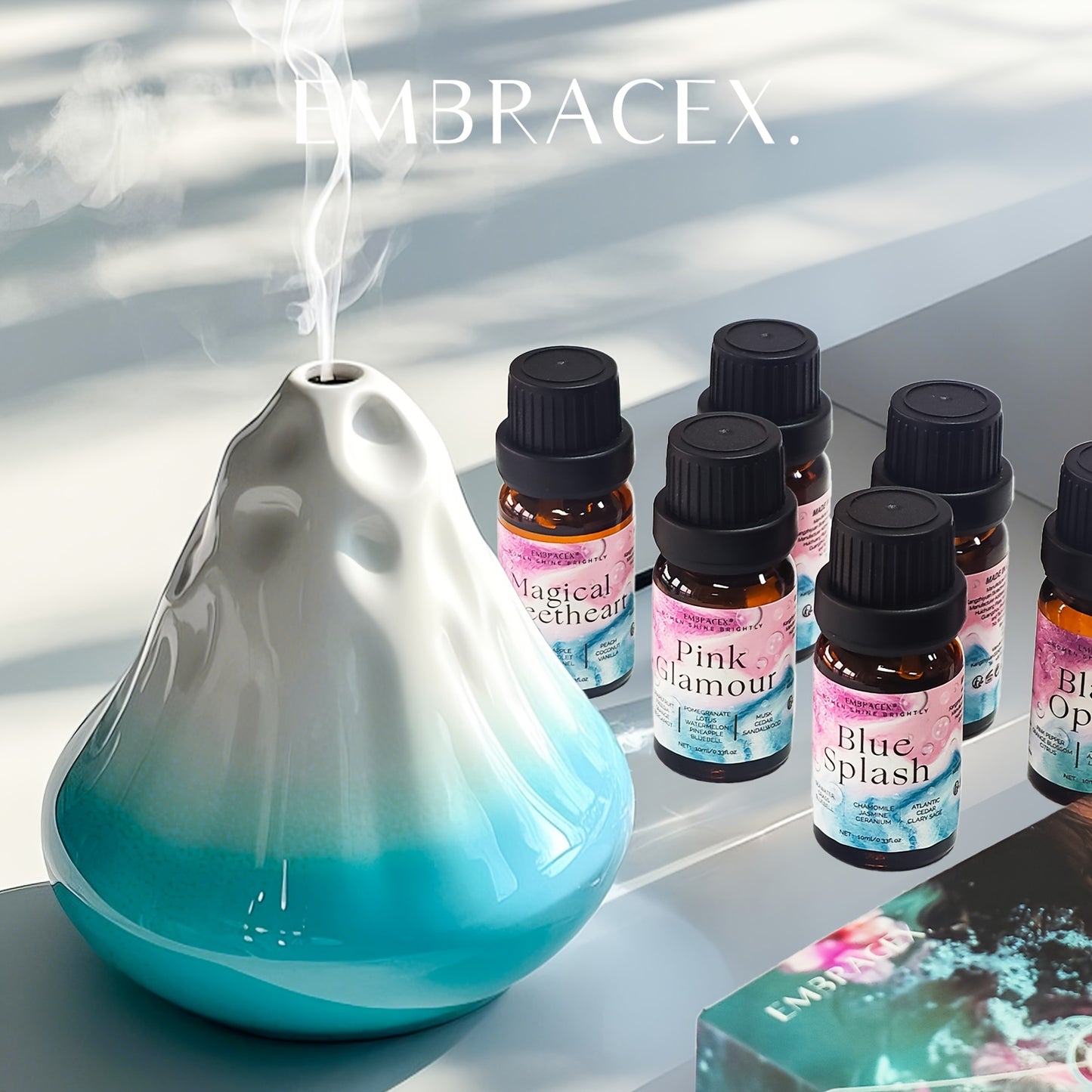 6pcs/1Set Essential Oil Gift Box for Women, Suitable for Home Decor, Fragrance Room Sprays, DIY Scented Candles, Household Air Fresheners, And Aroma Diffusers - Blue Splash, Magical Sweetheart, Pink Glamour, Gentle Bomb, Blac