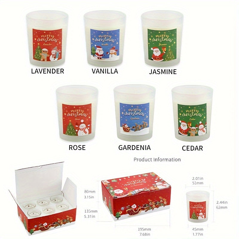 6-Pack Christmas Candles, Scented Soy Wax Aromatherapy Jar Candles, Round with Sparkle, Single Wick, for Home Decor, Bath, Yoga, Perfect Christmas Thanksgiving Gift for Men & Women