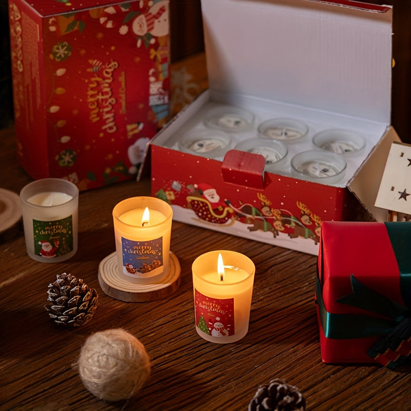 6-Pack Christmas Candles, Scented Soy Wax Aromatherapy Jar Candles, Round with Sparkle, Single Wick, for Home Decor, Bath, Yoga, Perfect Christmas Thanksgiving Gift for Men & Women