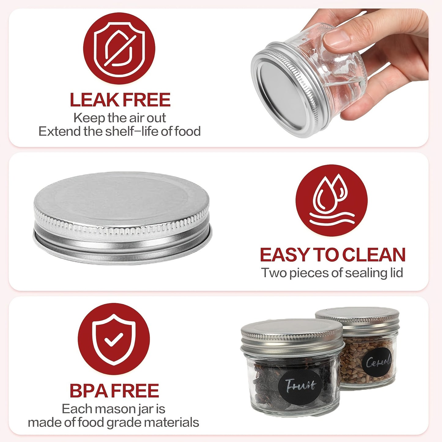 20-Pack 3.38oz Mini Mason Jars with Lids, Reusable Glass Jars with Interchangeable Locking Lids for Honey, Candles, DIY Crafts, Multipurpose Round Containers, Dishwasher Safe, No Electricity Needed