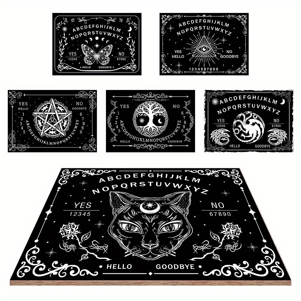 1Set Black Cat Wood Spirit Board, Wooden Talking Board Pendulum Board, With Planchette Dowsing Divination Game Kit, Spirit Hunt Meta Ysical Message Decor, Witch Stuff For Wicca Art & Craft Supplies