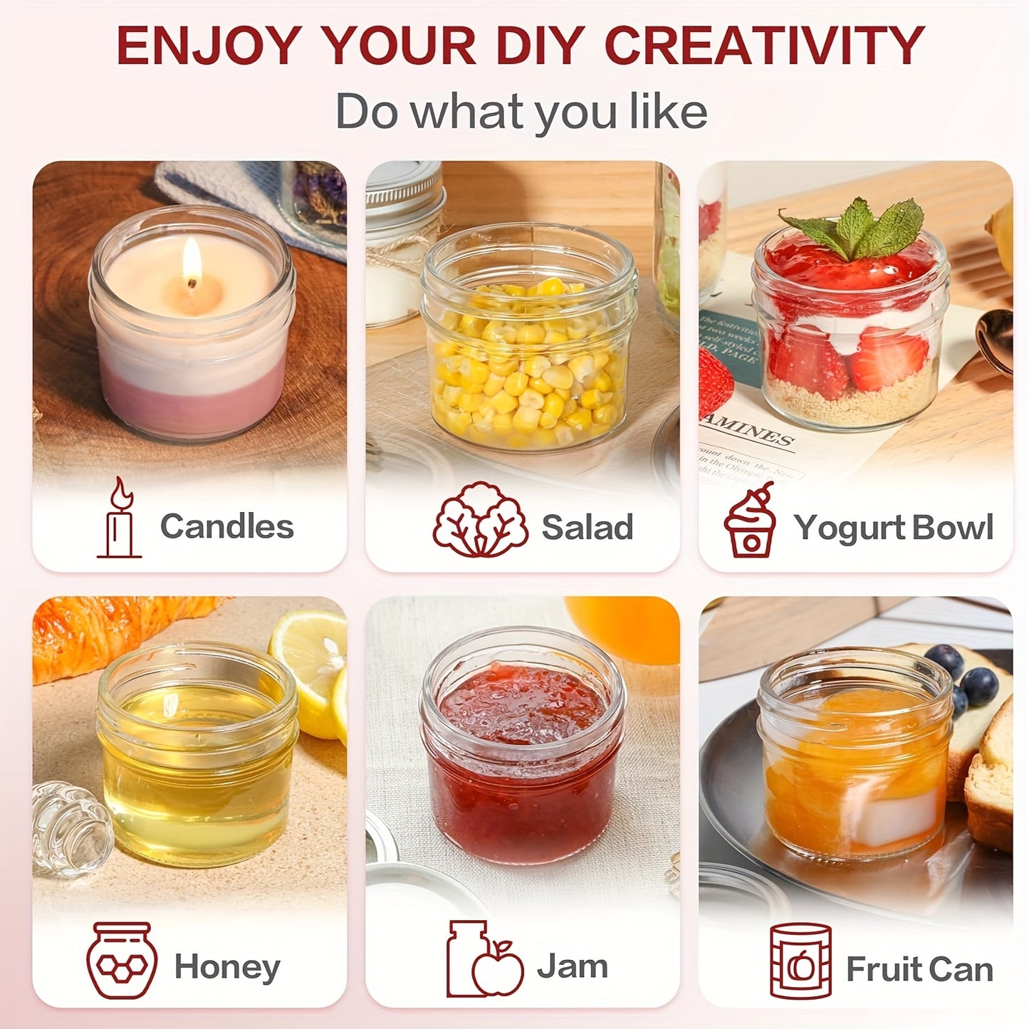20-Pack 3.38oz Mini Mason Jars with Lids, Reusable Glass Jars with Interchangeable Locking Lids for Honey, Candles, DIY Crafts, Multipurpose Round Containers, Dishwasher Safe, No Electricity Needed