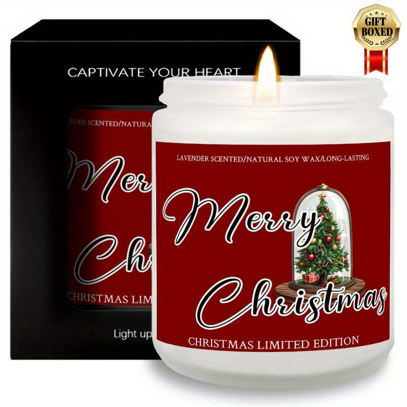 Christmas Candles, Perfect Christmas Gifts, Christmas Home Decor Decoration, Christmas Gifts for Man Woman Friends Mom Dad Son Daughter Bestie Coworker, Christmas Party Favors-1Pc Lavender Candle Ideal for Home Aromatherapy &