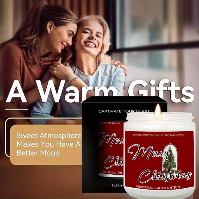 Christmas Candles, Perfect Christmas Gifts, Christmas Home Decor Decoration, Christmas Gifts for Man Woman Friends Mom Dad Son Daughter Bestie Coworker, Christmas Party Favors-1Pc Lavender Candle Ideal for Home Aromatherapy &