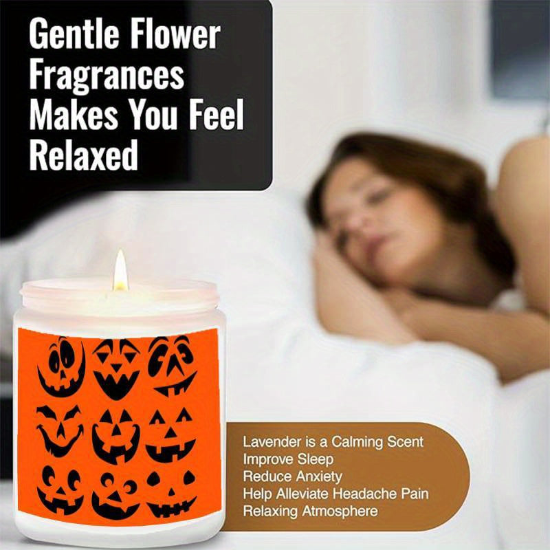 Halloween Candles, Perfect Halloween Gifts, Halloween Home Decor Decoration, Candle Gifts for Man Woman Friends Mom Dad Son Daughter Bestie Coworker, Halloween Favors-1Pc Lavender Candle Ideal for Home Aromatherapy & Meditati