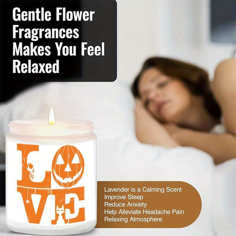 Halloween Candles, Perfect Halloween Gifts, Halloween Home Decor Decoration, Candle Gifts for Man Woman Friends Mom Dad Son Daughter Bestie Coworker, Halloween Favors-1Pc Lavender Candle Ideal for Home Aromatherapy & Meditati