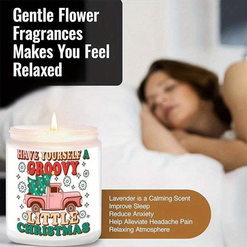 Christmas Candles, Perfect Christmas Gifts, Christmas Home Decor Decoration, Christmas Gifts for Man Woman Friends Mom Dad Son Daughter Bestie Coworker, Christmas Party Favors-1Pc Lavender Candle Ideal for Home Aromatherapy &