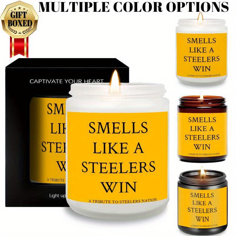 Themed Candles, Smells Like A Steelers Win, Gift for Dad, Gift for Son, Pittsburgh Gift, Pittsburgh Themed Candle, Gift for Him-1Pc Lavender Candle Ideal for Home Aromatherapy & Meditation