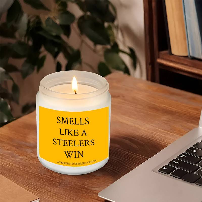 Themed Candles, Smells Like A Steelers Win, Gift for Dad, Gift for Son, Pittsburgh Gift, Pittsburgh Themed Candle, Gift for Him-1Pc Lavender Candle Ideal for Home Aromatherapy & Meditation