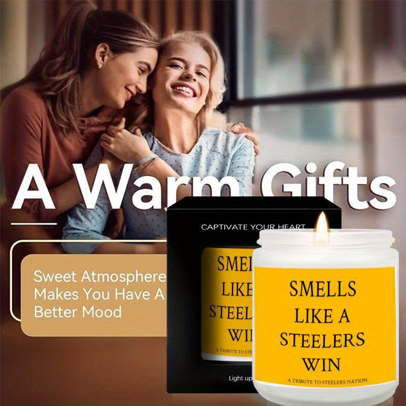 Themed Candles, Smells Like A Steelers Win, Gift for Dad, Gift for Son, Pittsburgh Gift, Pittsburgh Themed Candle, Gift for Him-1Pc Lavender Candle Ideal for Home Aromatherapy & Meditation