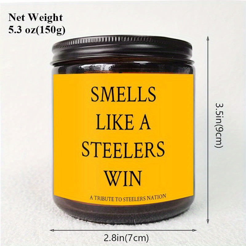 Themed Candles, Smells Like A Steelers Win, Gift for Dad, Gift for Son, Pittsburgh Gift, Pittsburgh Themed Candle, Gift for Him-1Pc Lavender Candle Ideal for Home Aromatherapy & Meditation