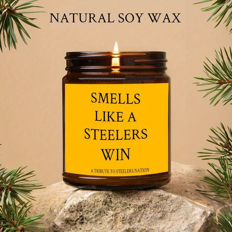 Themed Candles, Smells Like A Steelers Win, Gift for Dad, Gift for Son, Pittsburgh Gift, Pittsburgh Themed Candle, Gift for Him-1Pc Lavender Candle Ideal for Home Aromatherapy & Meditation