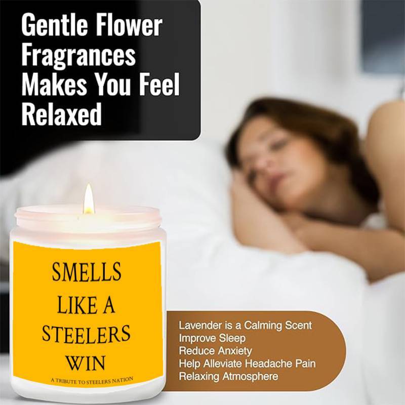 Themed Candles, Smells Like A Steelers Win, Gift for Dad, Gift for Son, Pittsburgh Gift, Pittsburgh Themed Candle, Gift for Him-1Pc Lavender Candle Ideal for Home Aromatherapy & Meditation