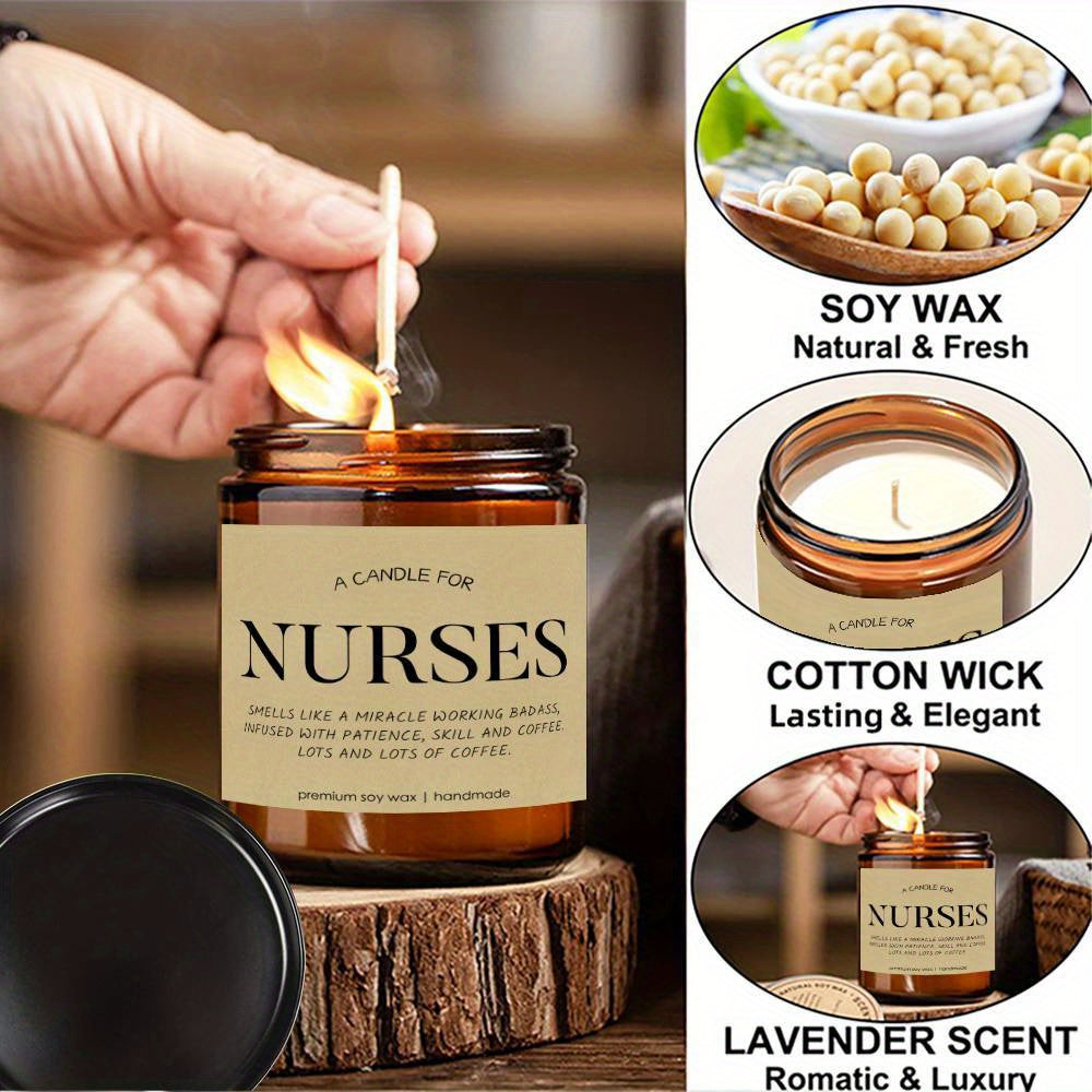 1pc Best Nurse Ever Lavender Scented Candles - Nurse Candle - Appreciation Nurse Gifts for Women, Men - RN Gifts for Nurses - Nurse Practitioner Gifts for Women - School Nurse Gifts - Nurse Graduation Gift, Thank You Present