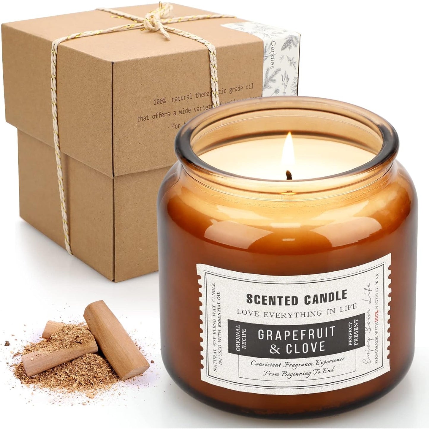 Candles for Home Scented, 15.5oz 130H Aromatherapy Candle, 3 Stickers for DIY Anniversary Box Gifts for Boyfriend, Him, Dad, Husband, Funny Birthday Gifts Men/Women, Mens Room Decor
