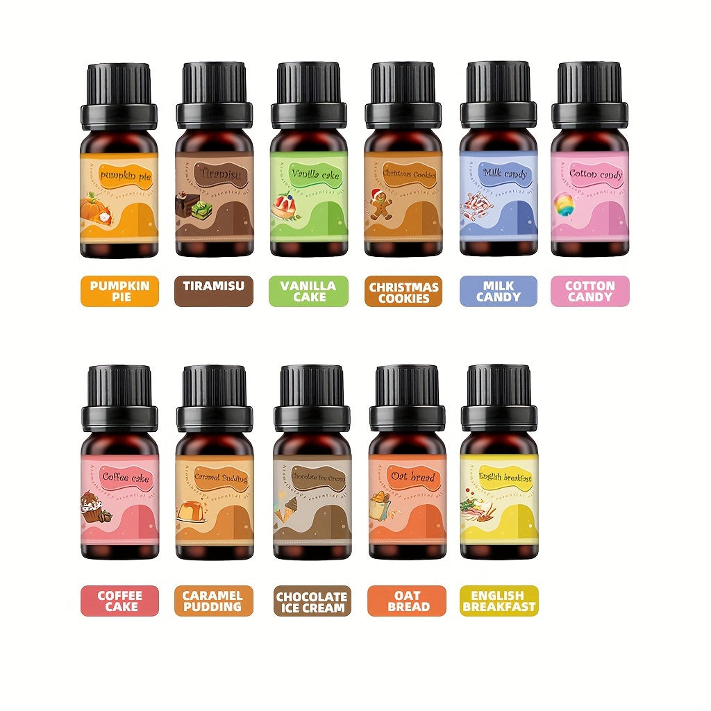 6-Piece Bakery Scented Essential Oil Set - 10ml Each, Aromatherapy Fragrance Oils for Diffusers, Candles, Humidifiers - Relaxing Scents Including Pumpkin Pie, Tiramisu, Vanilla Cake, and More