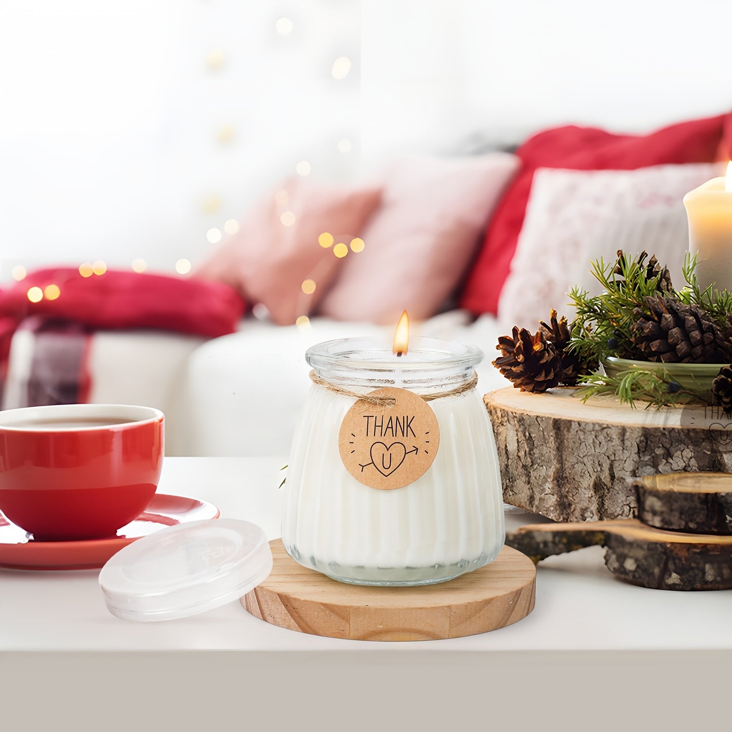 BlingFun 4pcs Mason Jar Candle Making Kit with Lids, Labels, Wicks & Dispenser - High Temp Resistant Glass Pudding Containers for DIY Candles, Home Decor & Gifts, Blingfun