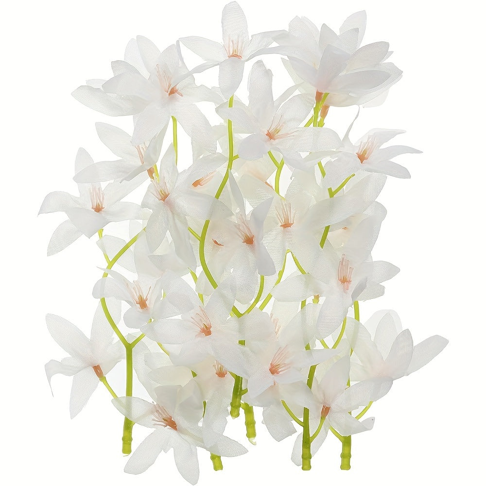 48 Pcs 7 Inch Artificial Orchid Flowers, Pink, Floating Candles Simulation Flower Cylinder Vase Fillers for Home Wedding Decoration