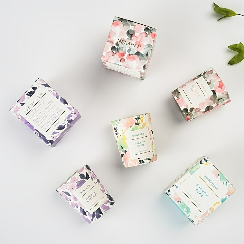 2pcs 2025 New Creative Flower Series Candles - Smokeless Soy Wax, 12+ Hour Burn Time, Floral & Fruit Scented Glass Jar Candles for Home Decor, Christmas, Valentine’s Day, Birthdays & Holidays