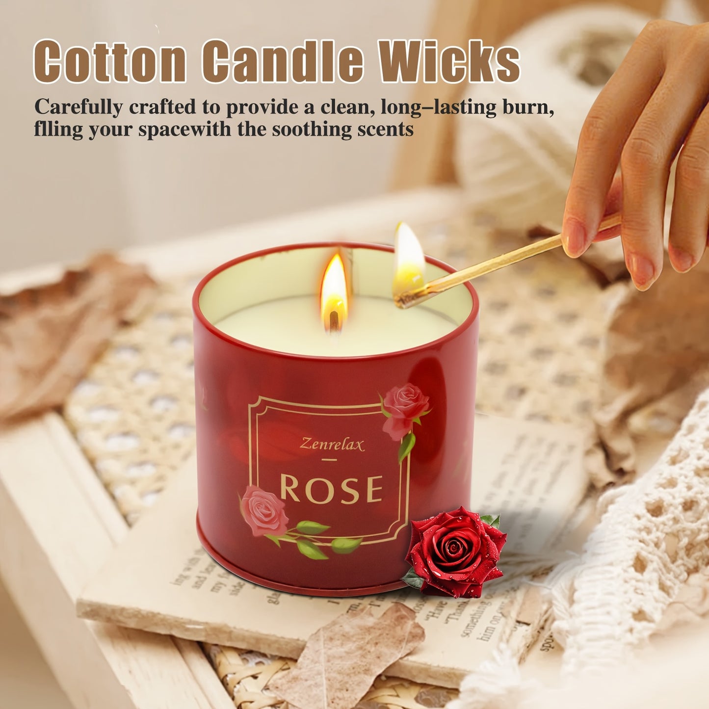 Scented Candles Gift Sets For Women, 4 Pack Natural Soy Candles For Home Scented, Rose Jar Candle, Gift For Mother'S Day, Birthday, Valentine's, Anniversary