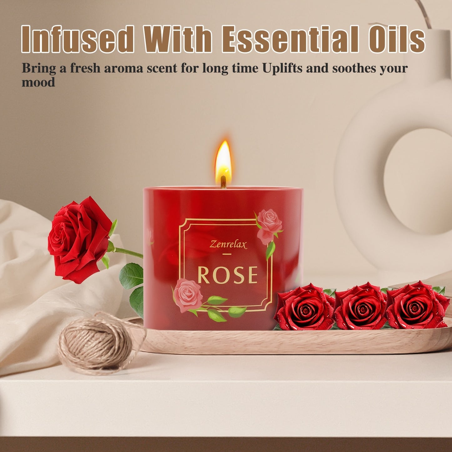Scented Candles Gift Sets For Women, 4 Pack Natural Soy Candles For Home Scented, Rose Jar Candle, Gift For Mother'S Day, Birthday, Valentine's, Anniversary
