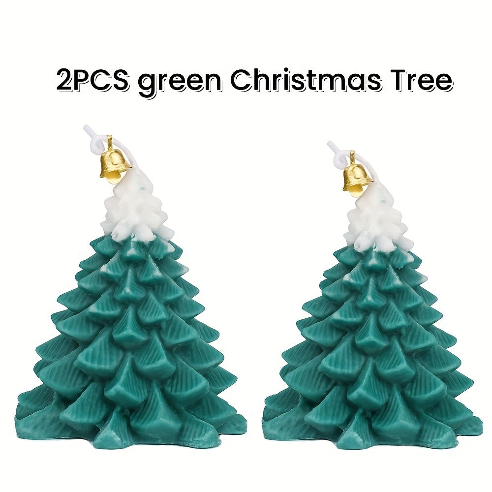 BlingFun 2pcs Christmas Tree Scented Candles - Perfect for Holiday Decor, Parties & Gifts, Soy Wax Blend, Christmas Decor