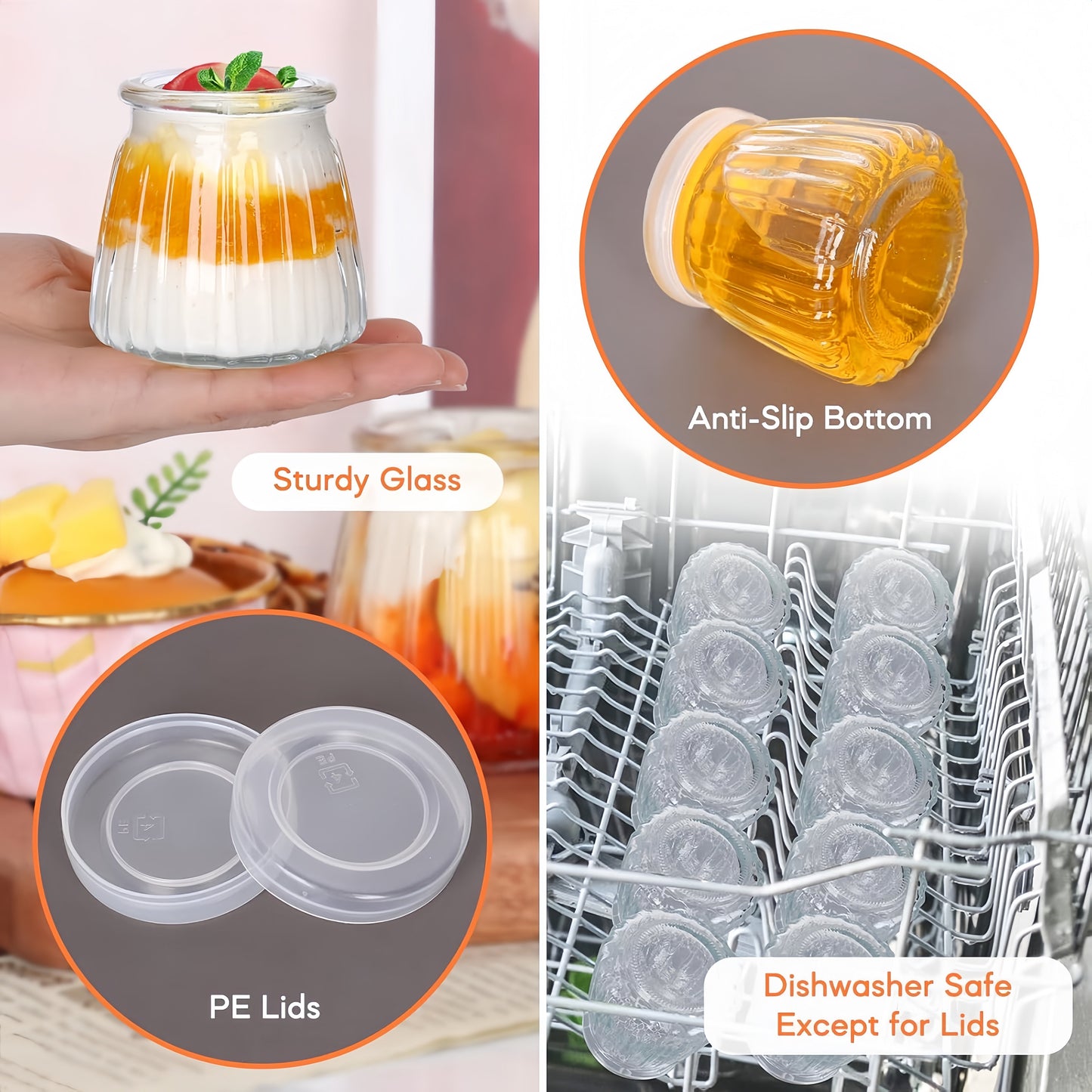 BlingFun 4pcs Mason Jar Candle Making Kit with Lids, Labels, Wicks & Dispenser - High Temp Resistant Glass Pudding Containers for DIY Candles, Home Decor & Gifts, Blingfun