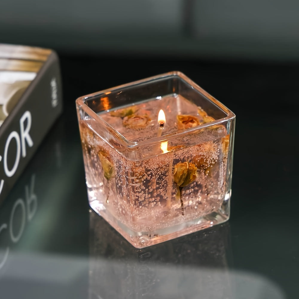 550G Classic Generous Bottle Advanced Floral Candles, True Flower Inlay, Lavender/Rose/Orange Scented, Fragrance, Family Perfume Essential, Perfect Birthday Gift
