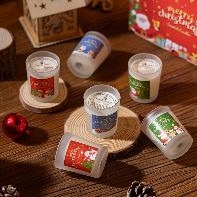 6-Pack Christmas Candles, Scented Soy Wax Aromatherapy Jar Candles, Round with Sparkle, Single Wick, for Home Decor, Bath, Yoga, Perfect Christmas Thanksgiving Gift for Men & Women