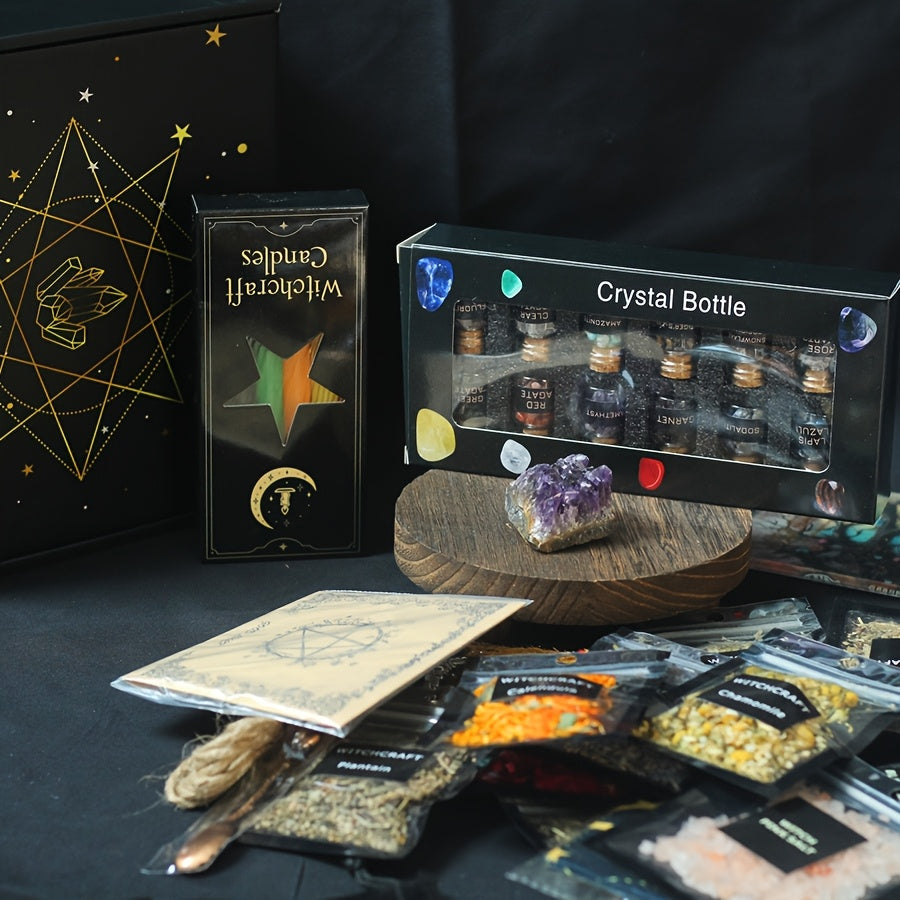 84pcs Large Witchcraft Supplies Kit For Spells Witch Box, Wiccan Supplies And Tools, Beginner Witchcraft Kit Witch Stuff For Pagan Rituals, for Halloween