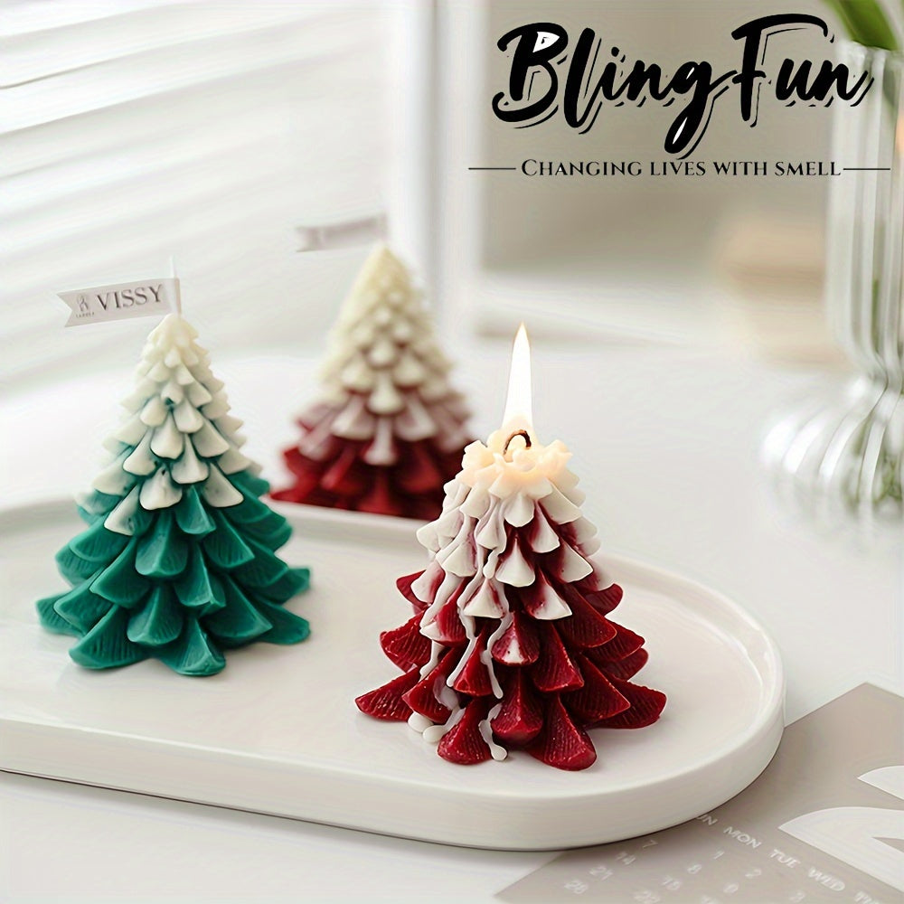 BlingFun 2pcs Christmas Tree Scented Candles - Perfect for Holiday Decor, Parties & Gifts, Soy Wax Blend, Christmas Decor