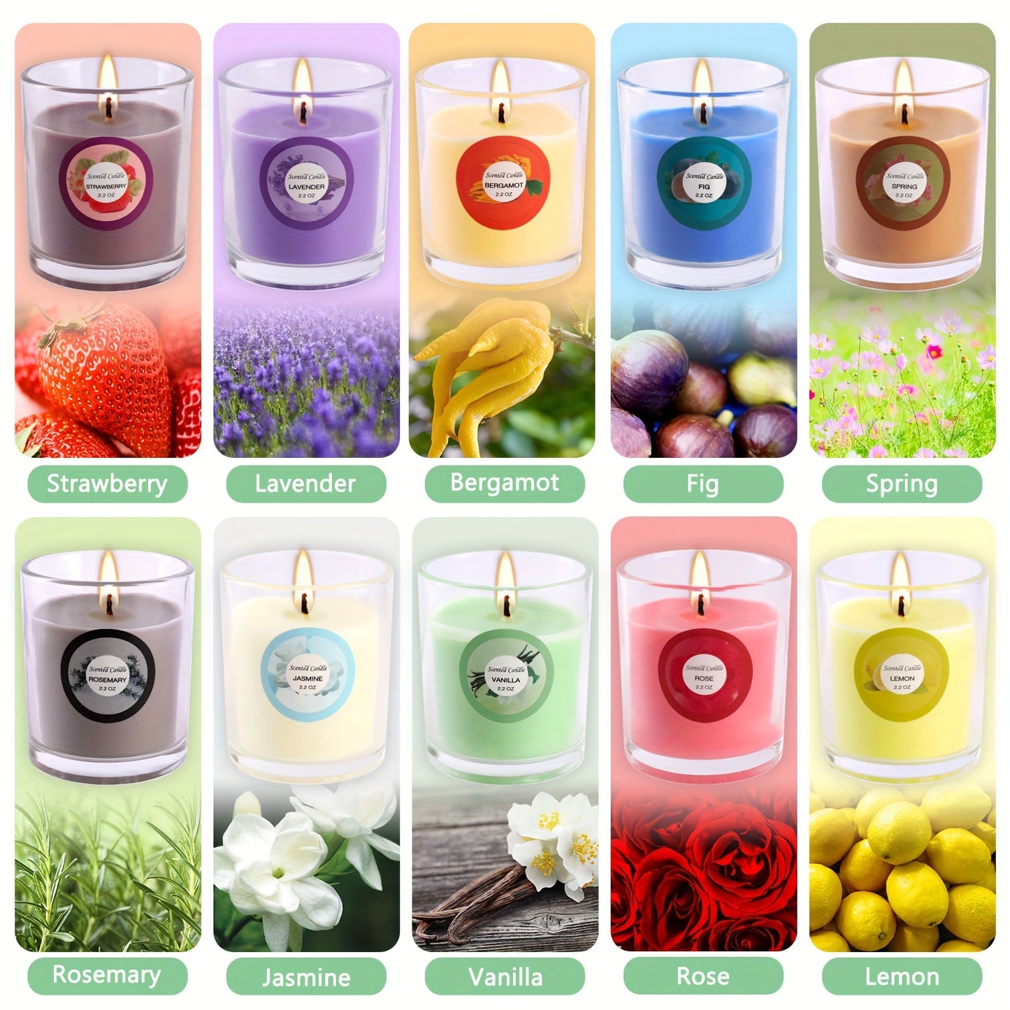 20 Packs of Scented Candles, 10 Scents, Soy Wax Glass Jar Candles, Strongly Scented Candles Gift Set for Ladies Birthday, Mother'S Day, Christmas, Valentine'S Day, Etc., Seasonal Décor Forcandles Seasonal Holiday Decorations