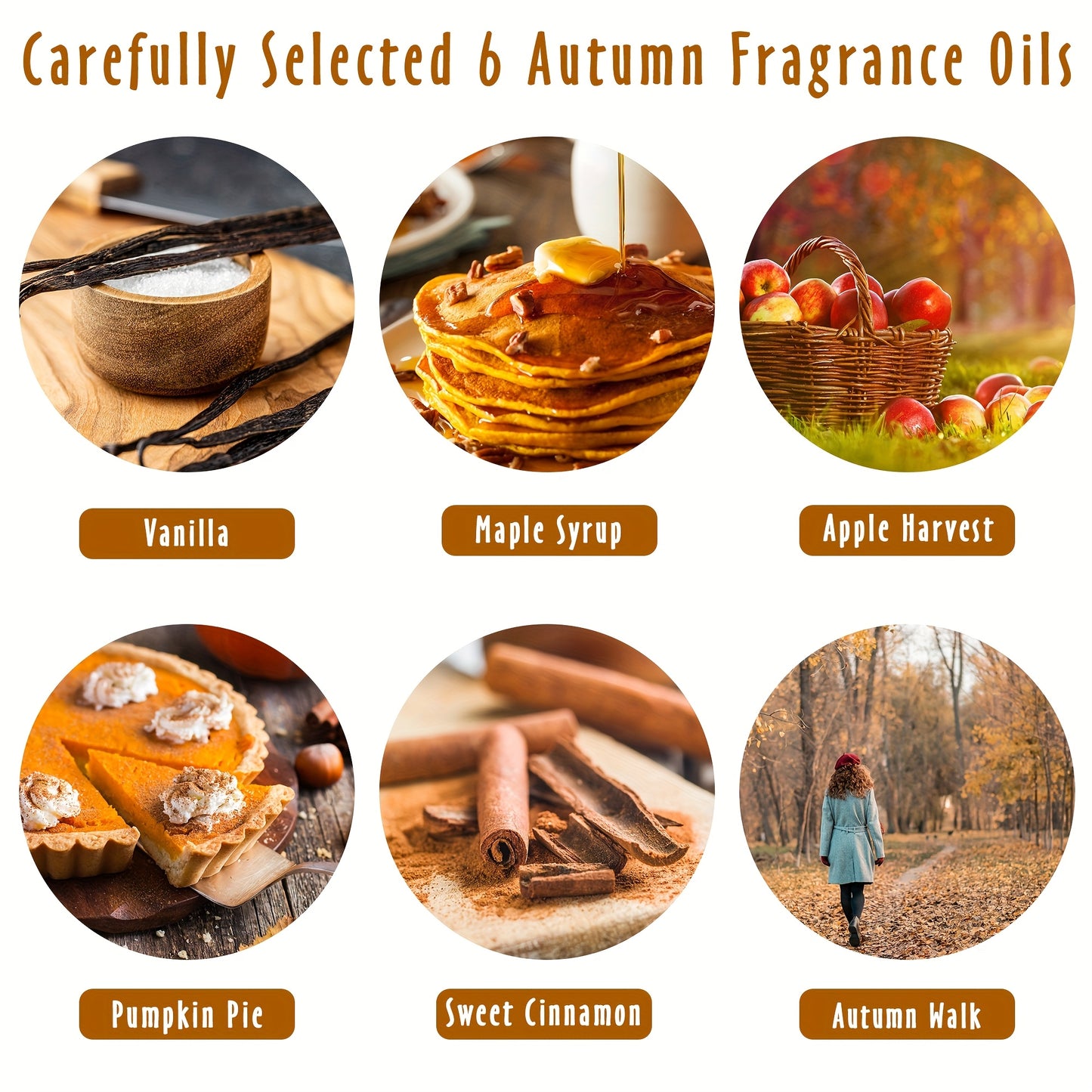 6x0.34oz Autumn Essential Oils for Diffusers for Home, MitFlor Fragrance Oils Set, 6 Fall Scents, Natural Aromatherapy Oils, for Candles Making, for Humidifiers
