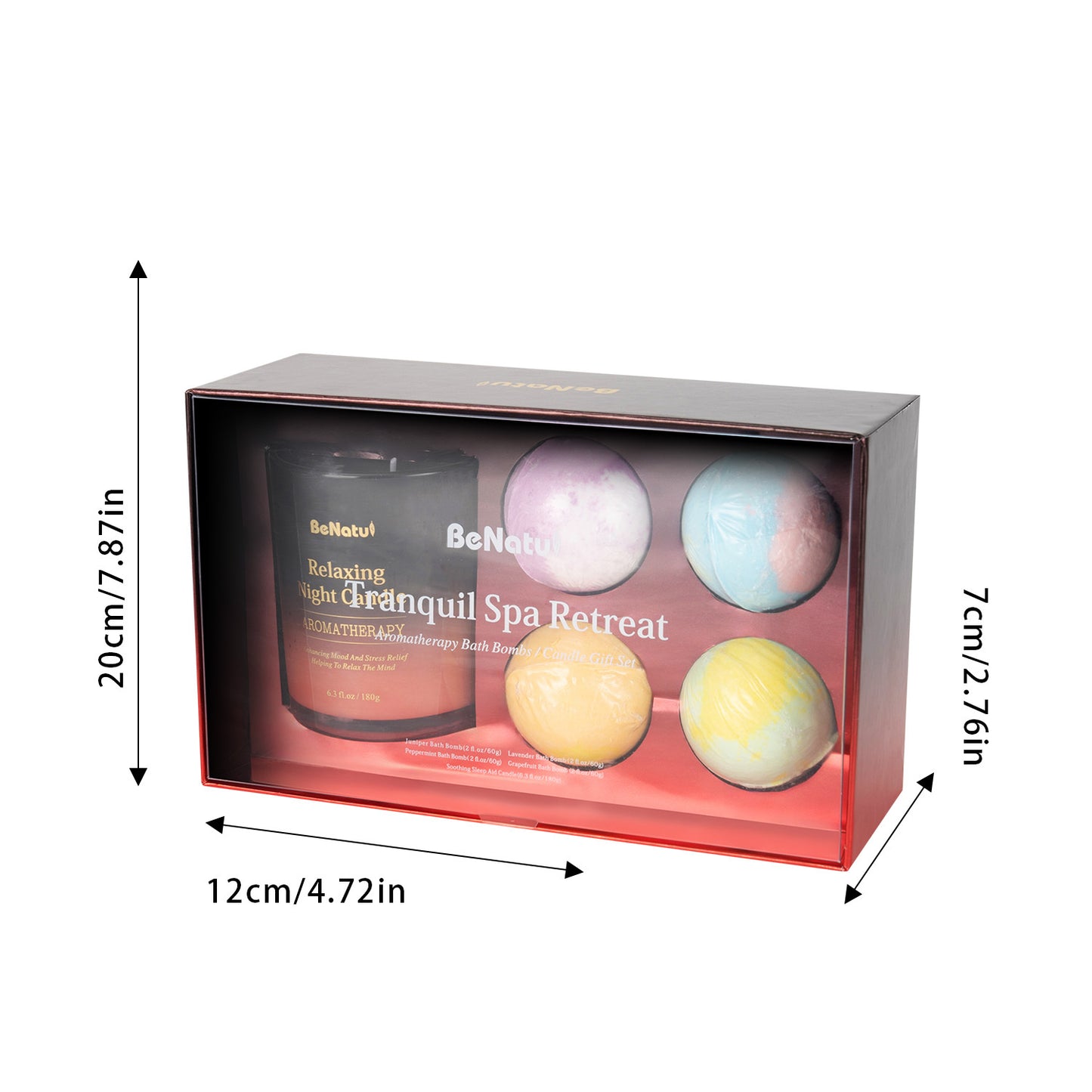 4pcs BeNaturd Spa Retreat Gift Set - Bath Soaking Salt Marbles and Scented Candles, Vegan, No Additives, Wholefood Ingredients, Ideal for Christmas, New Year, Valentine'S Day, Housewarming, Wedding, Bridal Shower, Anniversary