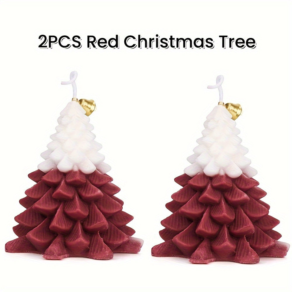 BlingFun 2pcs Christmas Tree Scented Candles - Perfect for Holiday Decor, Parties & Gifts, Soy Wax Blend, Christmas Decor