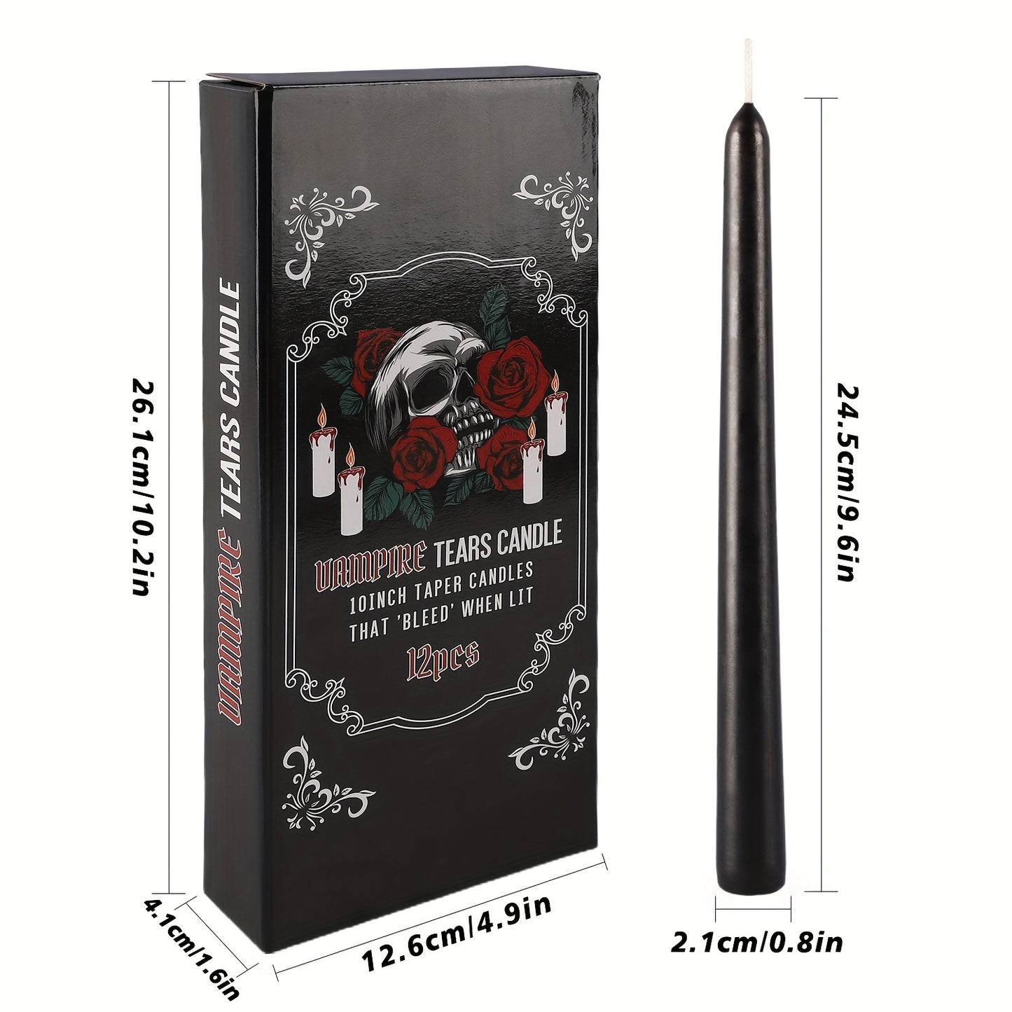 12pcs Black Teardrop Tall Taper Candles, Drip-free, Smoke-free, Fragrance-free, Home Dinner Candles, Hand-poured, Premium Quality, Suitable For Church, Home, Wedding, Party, Seasonal Celebrations, Emergencies And Home Decorat