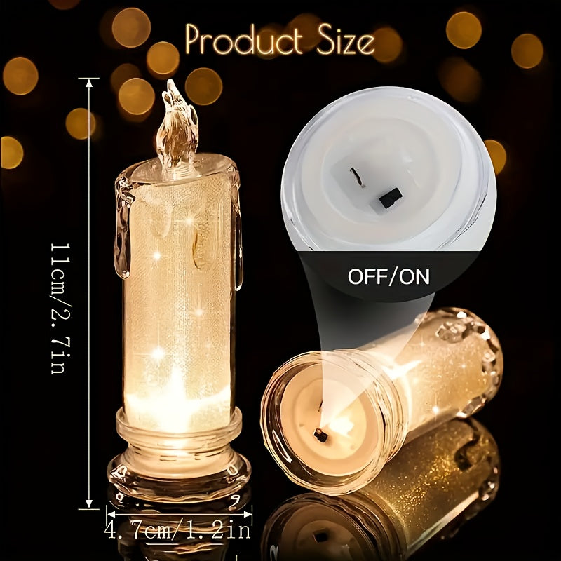3pcs LED Flameless Candles, Crevice Pillar Candles, Battery Included, Perfect For Home Party Candlelight Dinner Valentine's Day Wedding Birthday Bedroom Decoration Halloween Christmas Gift