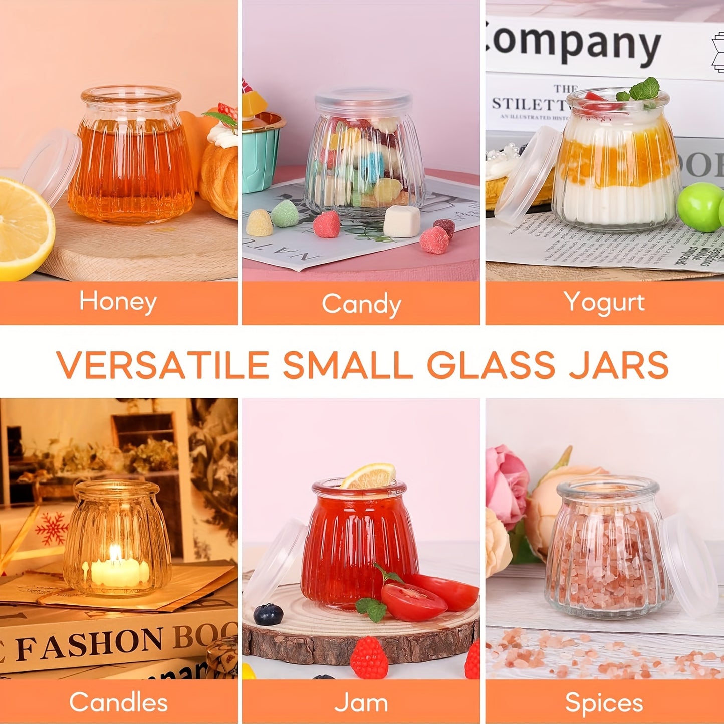 BlingFun 4pcs Mason Jar Candle Making Kit with Lids, Labels, Wicks & Dispenser - High Temp Resistant Glass Pudding Containers for DIY Candles, Home Decor & Gifts, Blingfun