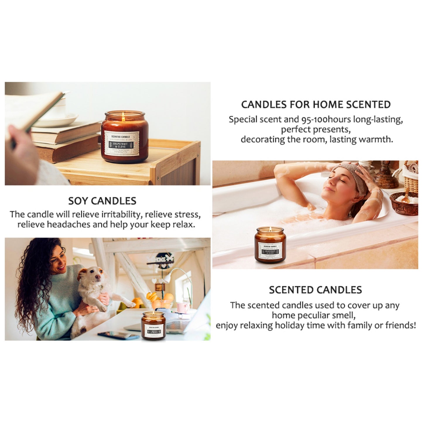 Candles for Home Scented, 15.5oz 130H Aromatherapy Candle, 3 Stickers for DIY Anniversary Box Gifts for Boyfriend, Him, Dad, Husband, Funny Birthday Gifts Men/Women, Mens Room Decor