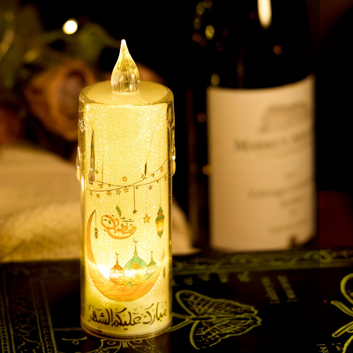 Pack of 4 LED Electronic Luminous Candle Lights, Ramadan Festival Activity Candles, Holiday Candles, Blessing Candle Lights, Atmosphere Decorative Lights, Ramadan Decoration and Arrangement Lights, Bedroom Ornament Decorative