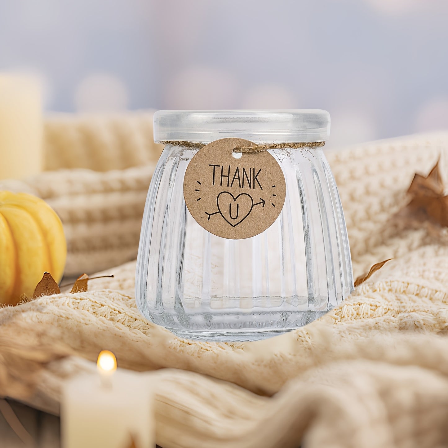 BlingFun 4pcs Mason Jar Candle Making Kit with Lids, Labels, Wicks & Dispenser - High Temp Resistant Glass Pudding Containers for DIY Candles, Home Decor & Gifts, Blingfun