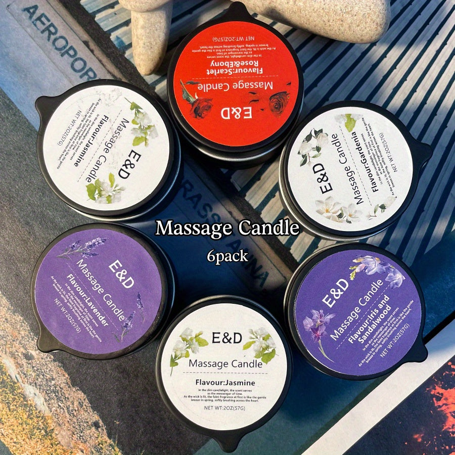 6pcs Natural Scented Soy Wax Massage Candles (Total 6oz/170g - Each 1oz) | Essential Oil Melts into Warm Massage Oil | Handcrafted for Nail Salons & Spas - Luxury Gift for Christmas, Valentine’s Day & Mother’s Day