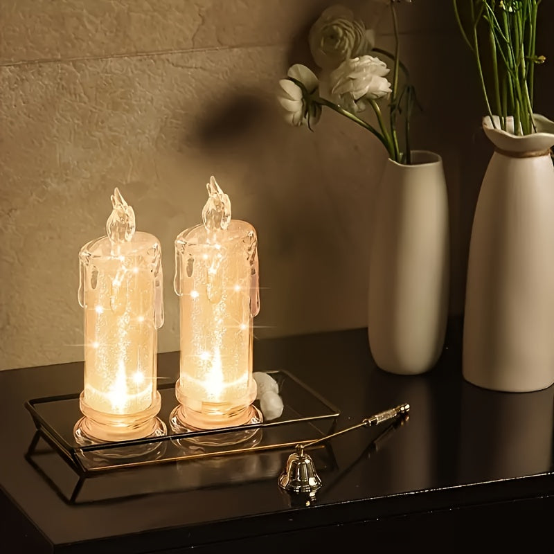 3pcs LED Flameless Candles, Crevice Pillar Candles, Battery Included, Perfect For Home Party Candlelight Dinner Valentine's Day Wedding Birthday Bedroom Decoration Halloween Christmas Gift