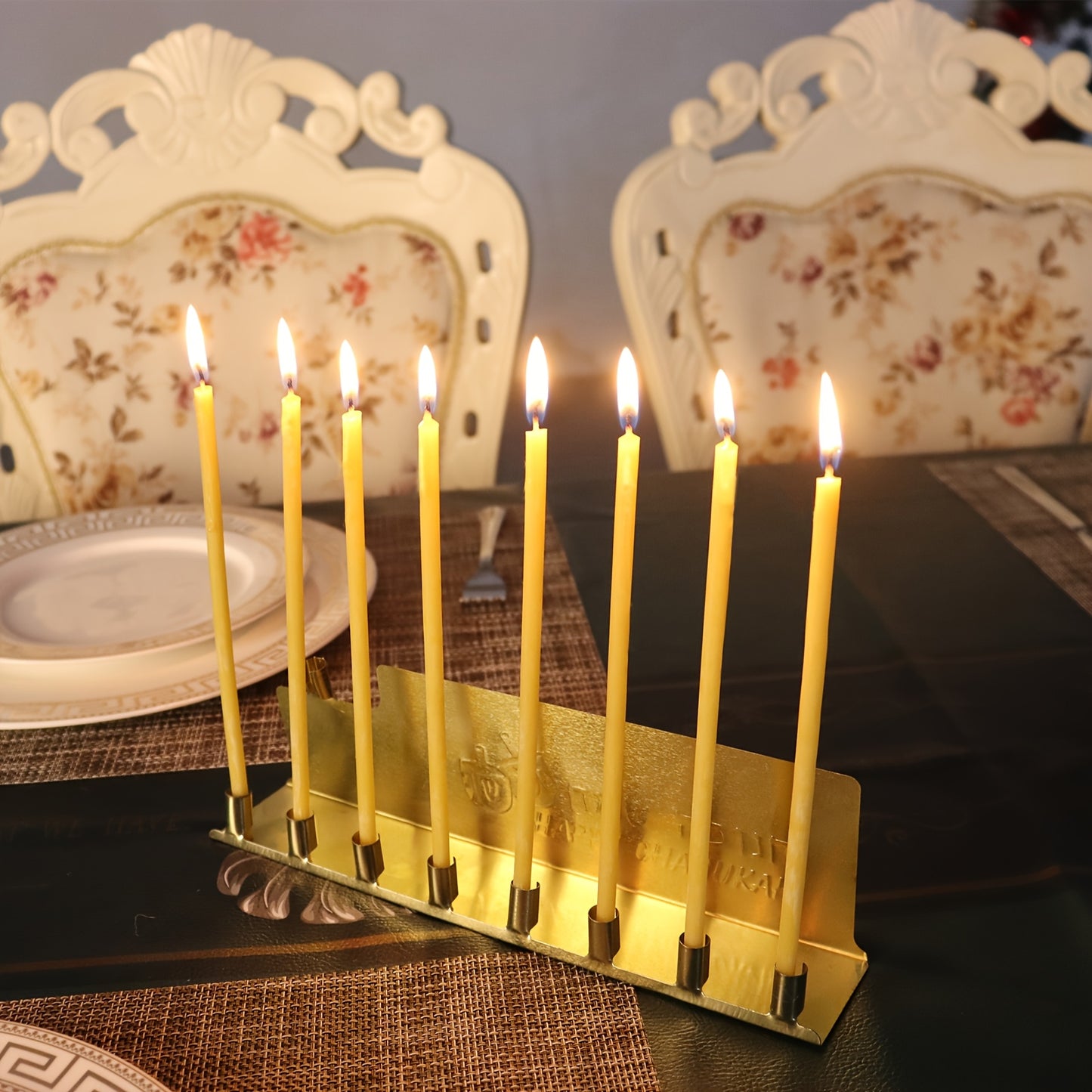 50pcs Natural Beeswax Taper Candles 6.3" & 7.3" - Smokeless Thin Taper Candle Sticks with Elegant Glowing Finish for Hanukkah, Christmas, Church, Prayer, Birthdays & Indoor Decor, Holiday Candlesticks | Simple Candle Design |