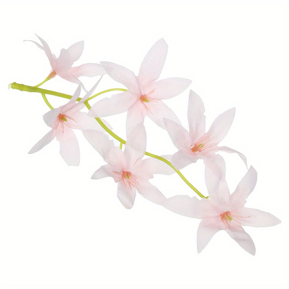 48 Pcs 7 Inch Artificial Orchid Flowers, Pink, Floating Candles Simulation Flower Cylinder Vase Fillers for Home Wedding Decoration