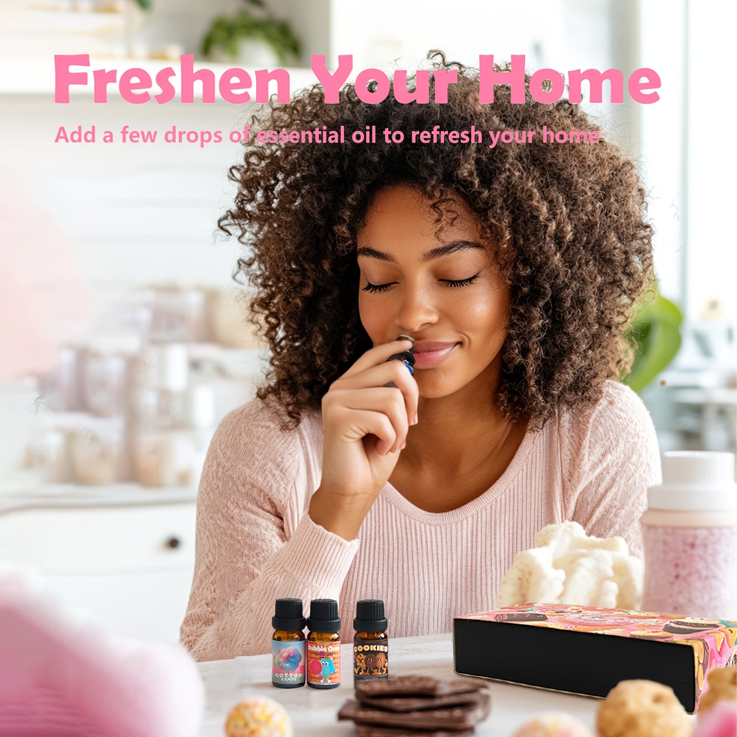 6pcs/1Set Essential Oil Gift Box Delicious Oils Bubble Gum, Chocolate, Cookies, Lollipop, Marshmallow, Taro Gourmet Fragrance Can Be Used in Aroma Machine, Humidifier, Massage, Making Candles/Soap