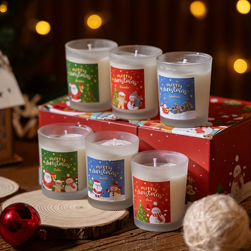 6-Pack Christmas Candles, Scented Soy Wax Aromatherapy Jar Candles, Round with Sparkle, Single Wick, for Home Decor, Bath, Yoga, Perfect Christmas Thanksgiving Gift for Men & Women