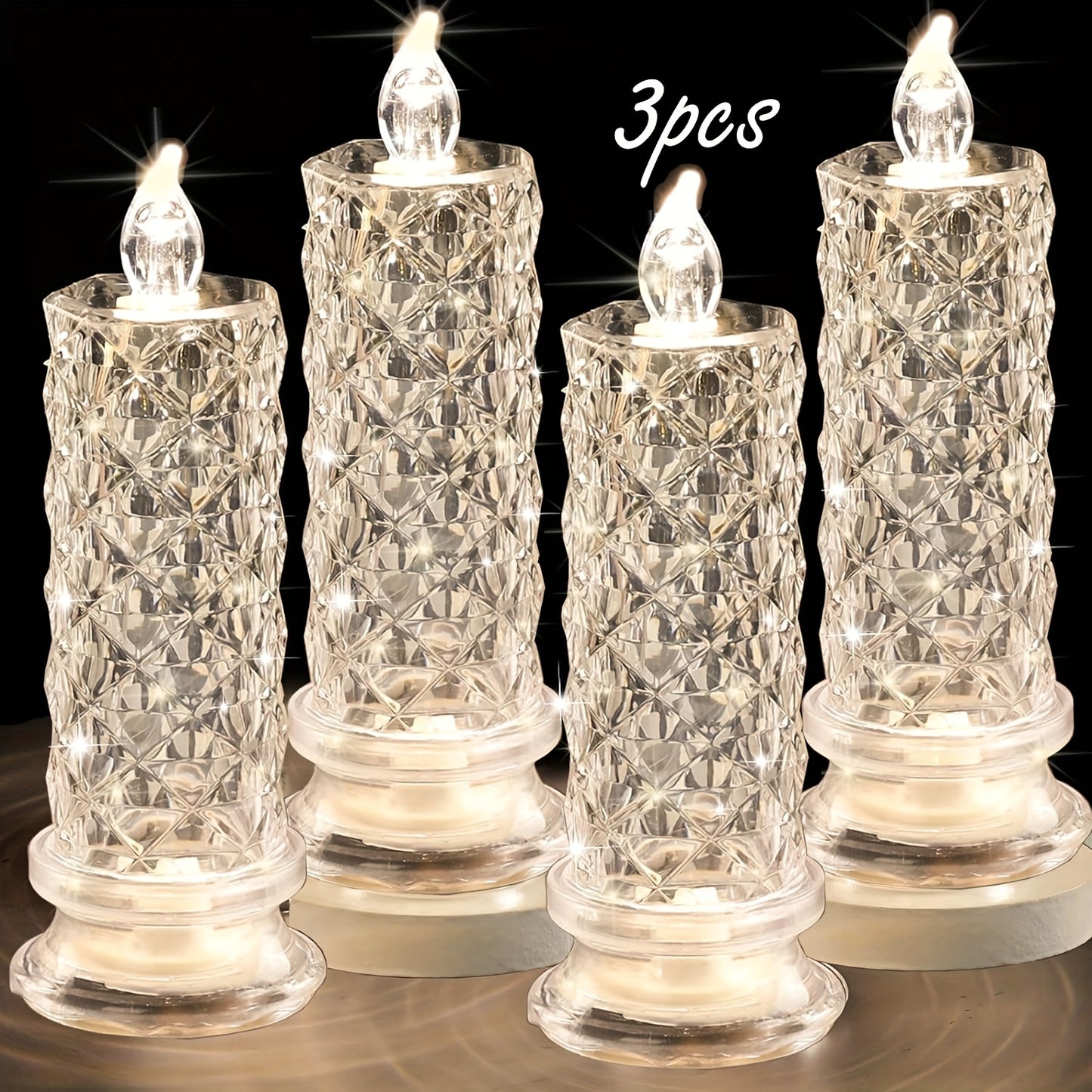 3pcsLED Flameless Candles, 1.8in*4.3in, Romantic Flameless Candle Propose for Valentine's Day, Including Battery, Perfect for Family Gathering, Candlelight Dinner, Valentine's Day, Wedding, Birthday, Bedroom Decoration, Holid