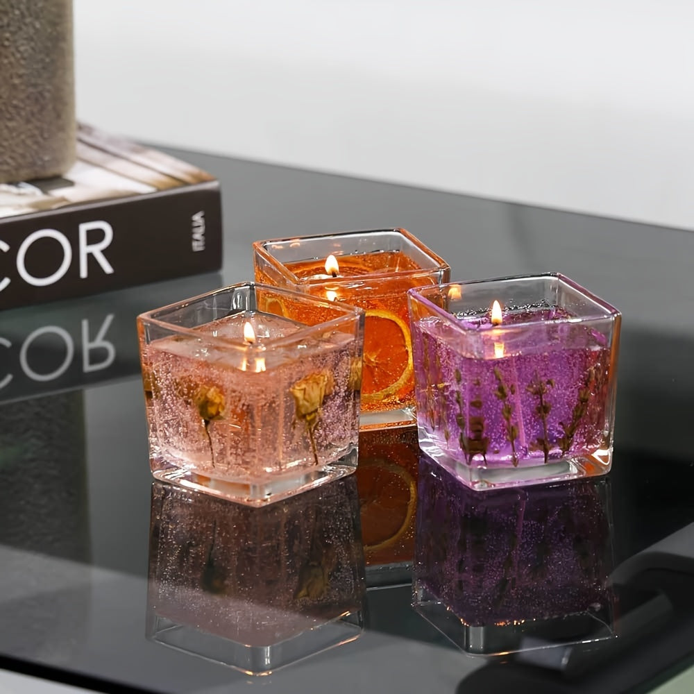 550G Classic Generous Bottle Advanced Floral Candles, True Flower Inlay, Lavender/Rose/Orange Scented, Fragrance, Family Perfume Essential, Perfect Birthday Gift