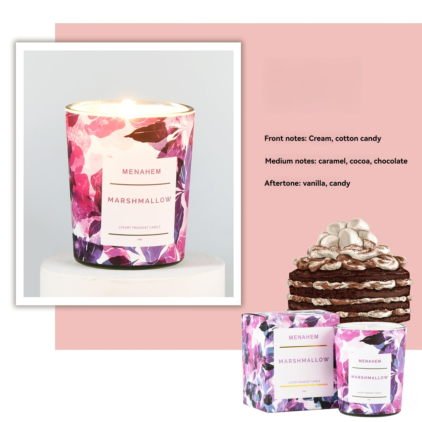 2pcs 2025 New Creative Flower Series Candles - Smokeless Soy Wax, 12+ Hour Burn Time, Floral & Fruit Scented Glass Jar Candles for Home Decor, Christmas, Valentine’s Day, Birthdays & Holidays